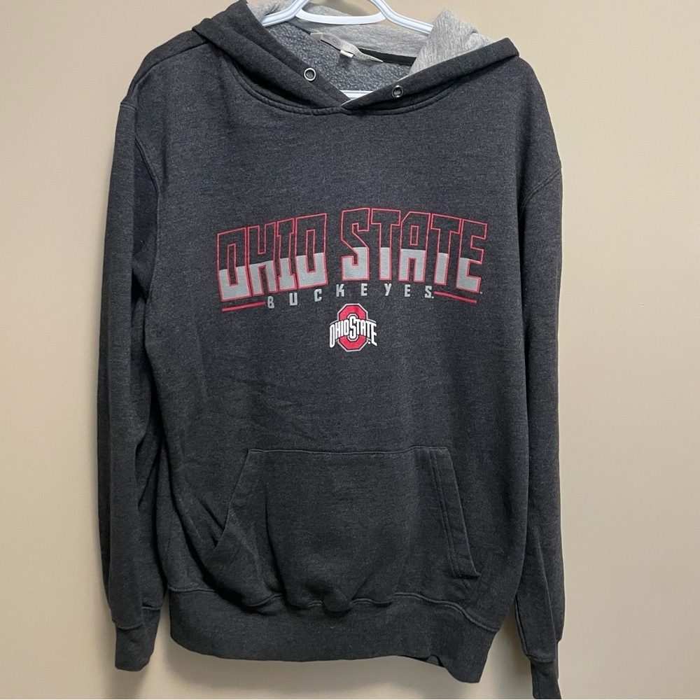 Ohio State Buckeyes Grey Hooded Sweatshirt Size Large